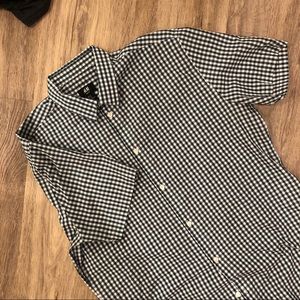 H&M Men’s Short Sleeve Green White Check Shirt XL